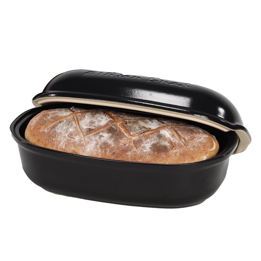 Moule à pain artisan miche et gros pain en céramique noir satin