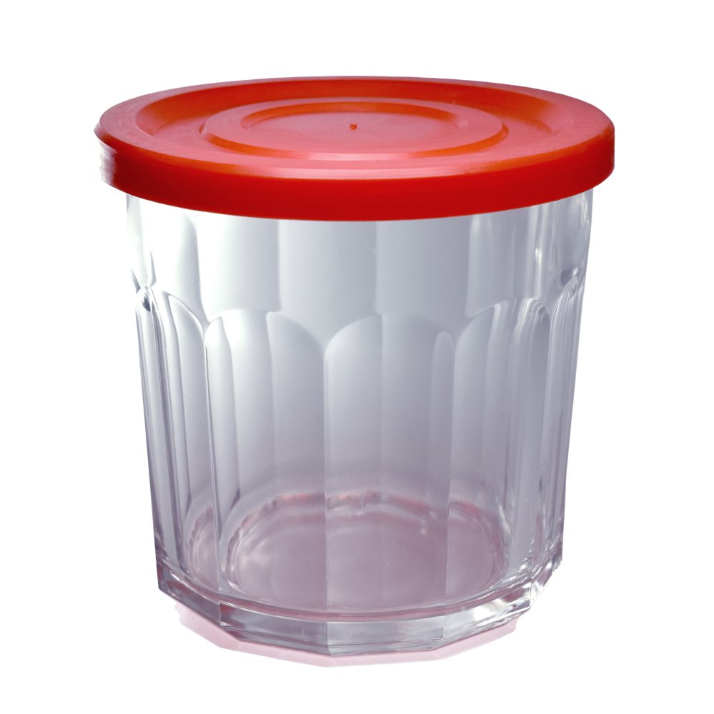 6 pots à confiture 450 ml avec couvercle plastique rouge Comptoir